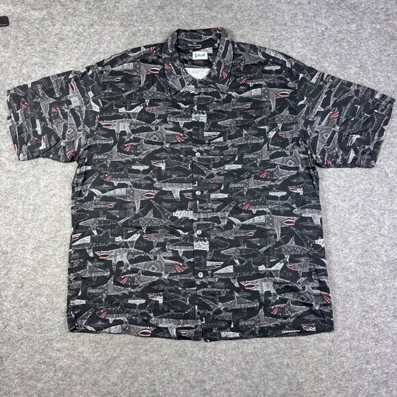 Schott Shirt Mens 2XL Black Gray Shark Marine Short Sleeve Lightweight - Picture 1 of 15
